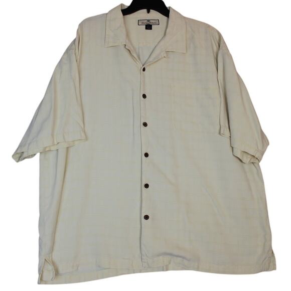 Tommy Bahama Men's Short Sleeve 2XL‎ Silk Cream Button Down Shirt - Picture 1 of 7